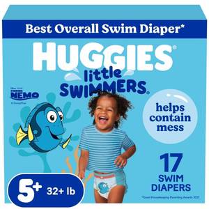 lot 1142 image: Huggies Little Swimmers Disposable Swim Diapers - Size 5-6 (Large) - 17ct - Retail $33