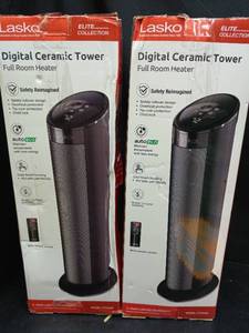 lot 1161 image: Lasko Digital Ceramic Tower Space Heater with Remote Control - Retail $45