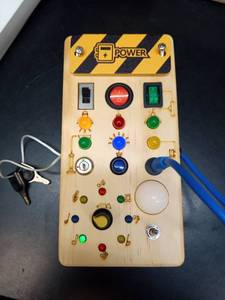 lot 1183 image: wakeInsa Busy Board with led Light�� Sorting Sensory Travel Toys for Toddlers 1-3�� Wooden Toddler Busy Board Montessori Toys for 1 Year Old - Retail $20