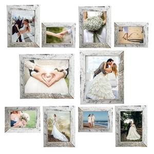 lot 1193 image: xnlkros Picture Frame Set 10 pack, Farmhouse Photo Frames, Gallery Wall Frame Collage, 8x10 5x7 4x6 Frames in 3 Different Finishes Picture Frames For Wall or Desk,Rustic White - Retail $26