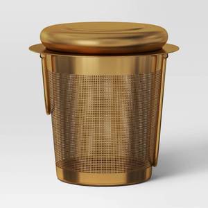 lot 1199 image: Set if 2 -Loose Leaf Strainer Tea Accessory Gold - Threshold, one wo lid - Retail $16