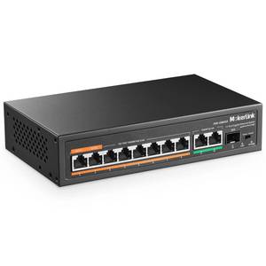lot 1217 image: MokerLink 11 Port Gigabit PoE Switch with 8 PoE Port, 2 Gigabit Uplink, 1 SFP Port, 120W AI Detection, Qos, Fanless Metal Plug & Play Unmanaged Network Switch - Retail $60