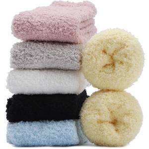 lot 1220 image: 6 Pairs Womens Fuzzy Socks, Microfiber Plush Warm House Slipper Socks for Indoor Home,Cozy Sleeping Socks, Winter Gift Idea - Retail $15