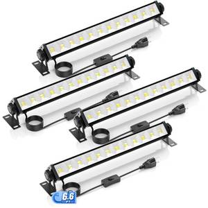 lot 1222 image: 4 Pack LED Shop Lights, 40W 5400LM Plug in Garage Lights with 6.6FT Long Power Cord and OnOff Switch, 6000K Daylight White Work Light for Garage, Workshop, Warehouse - Retail $34