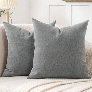 lot 1224 image: Jepeak 24x24 Inch Decorative Chenille Throw Pillow Covers, Pack of 2 Cozy Concise Pillow Cases Soft Farmhouse Modern Square Cushion Covers for Sofa Couch Bed Living Room Home Decor, Gray - Retail $22