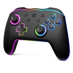 lot 1232 image: D.Gruoiza Colorful LED Pro Controllers for SwitchLiteOLED, Wireless Controller With Adjustable Vibration, Turbo, 6-Axis Gyro (Black LED) - Retail $44