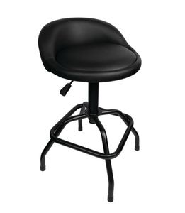 lot 1027 image: Performance Tool W85011 Pneumatic Swivel Bar Stool with Back Support  360-Degree Swivel  Heavy Duty Steel Frame  Black - Retail $55