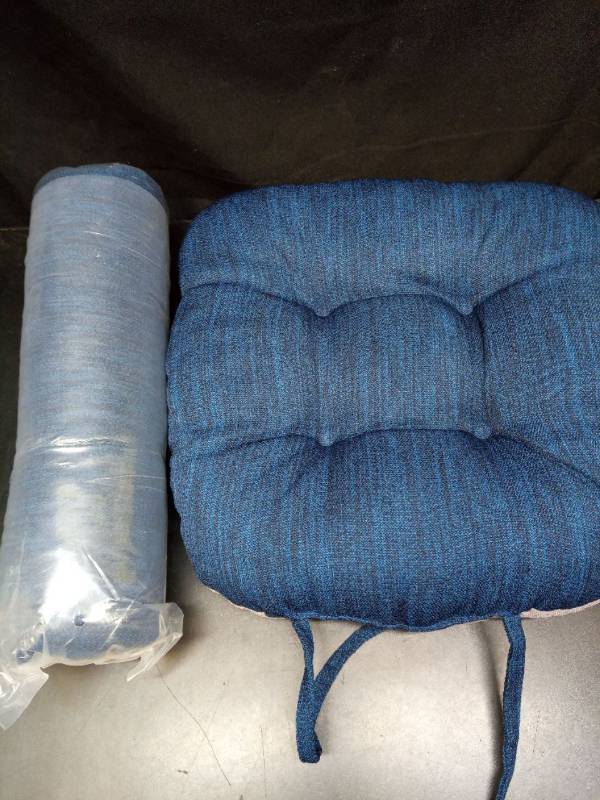 lot 2025 image: Rocking Chair Cushions with Ties Blue - Retail $15