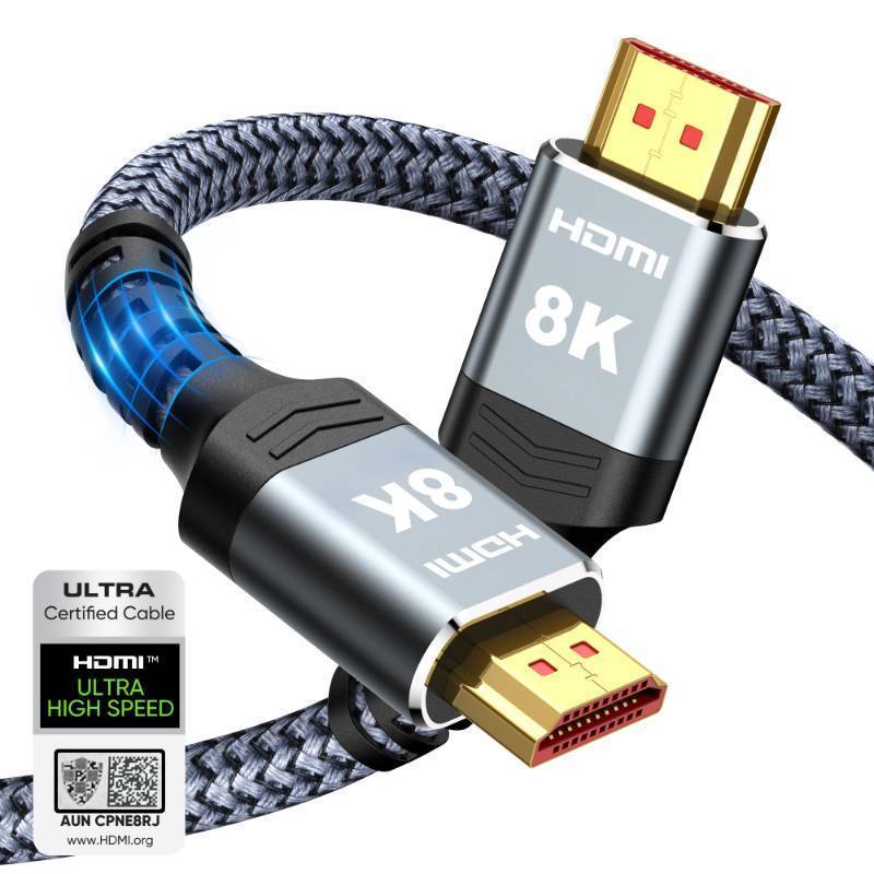 lot 2023 image: Highwings 8K 10K 4K HDMI Cable 48Gbps 6.6FT2M, Certified Ultra High Speed HDMI Cable Braided Cord-4K120Hz 8K60Hz, DTSX, HDCP 2.2 & 2.3, HDR 10 Compatible with Roku TVPS5HDTVBlu-ray - Retail $9