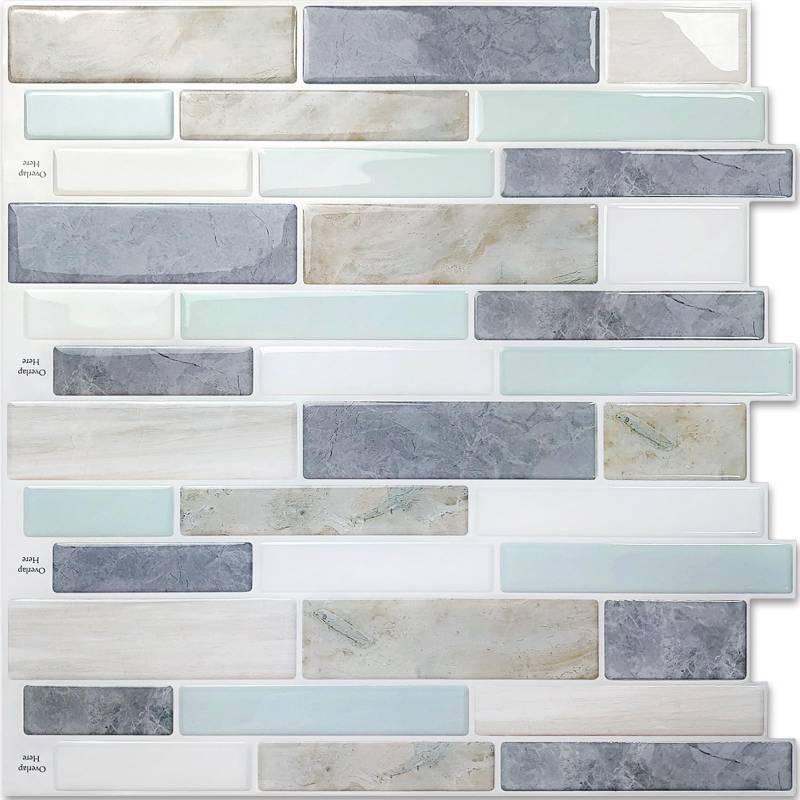 lot 2039 image: Vamos Tile 10- Sheet Peel and Stick Backsplash Tiles, 12x12 Light Color Stick on Wall Tiles, Self Adhesive Tile Sticker for Kitchen Backsplash and Bathroom Marble Design - Retail $30