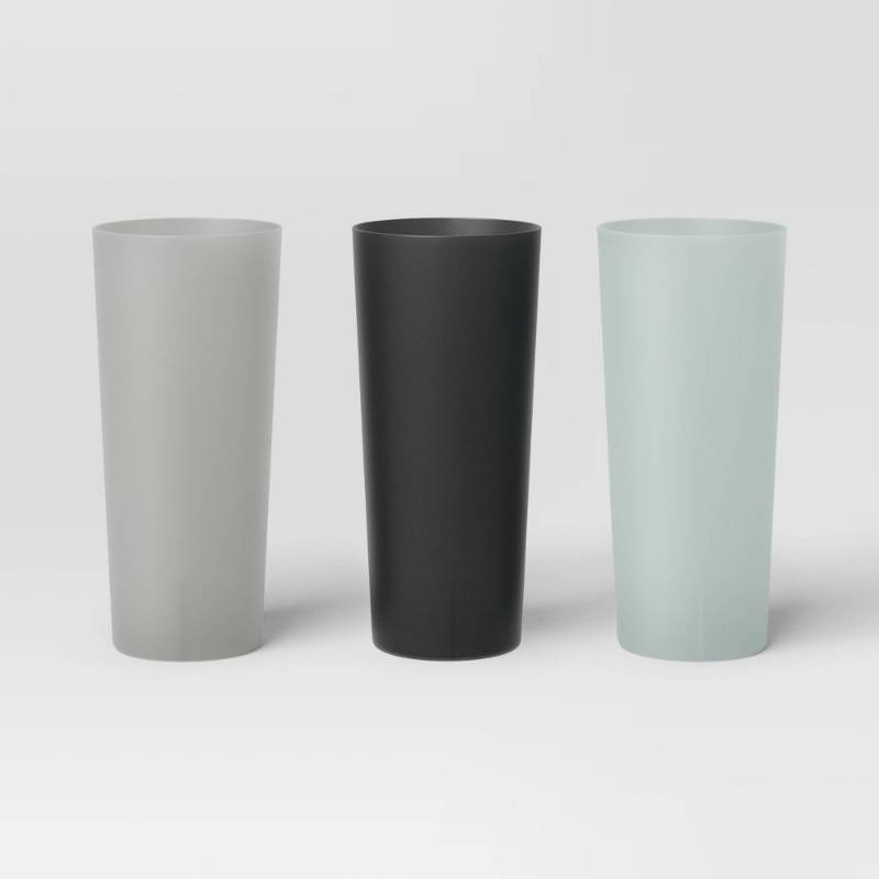 lot 2017 image: Set of 8- 32 fl oz Jumbo Tumblers Light GrayBlackMint Green -  5 small tumblers - Room Essentials�� Reusable Plastic Cups, BPA-Free, Dishwasher-Safe - Retail $9