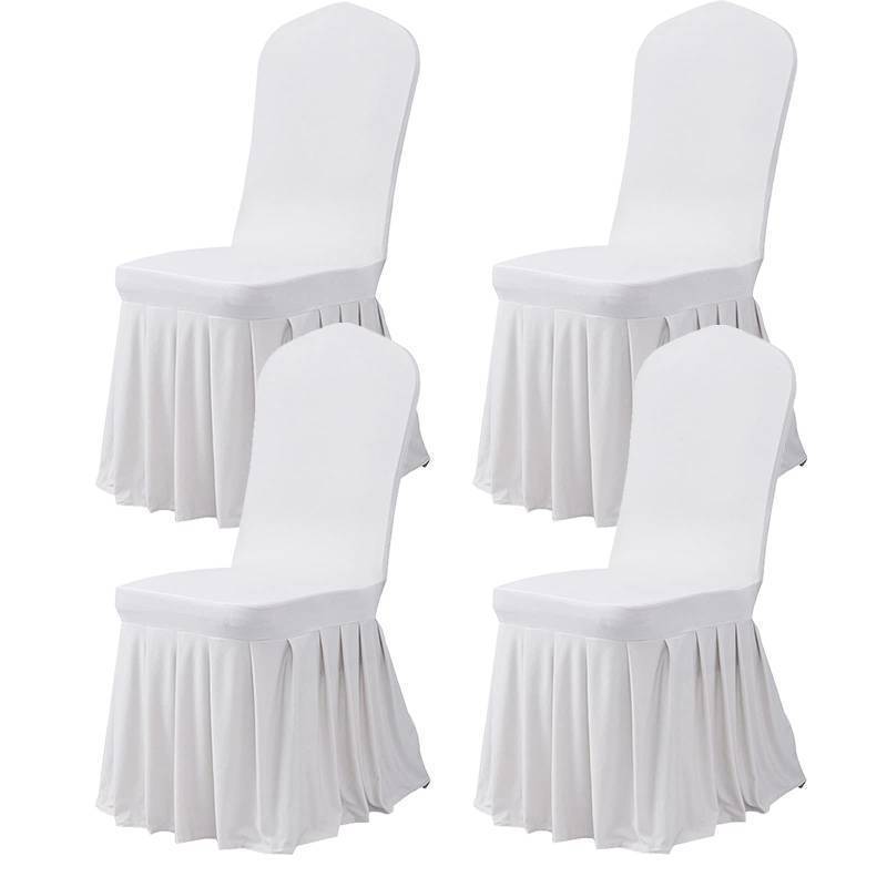 lot 2073 image: Dimatic Dining Room Chair Covers Set of 4, Stretch Parsons Slipcovers with Skirt Super Fit Spandex Chair Seat Protector Cover for Dining Room, Hotel, Ceremony (White) Retail $35.85