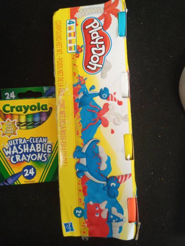 lot 2101 image: Play-Doh Modeling Compound 4 Color &amp Crayola Crayons 24 pack.