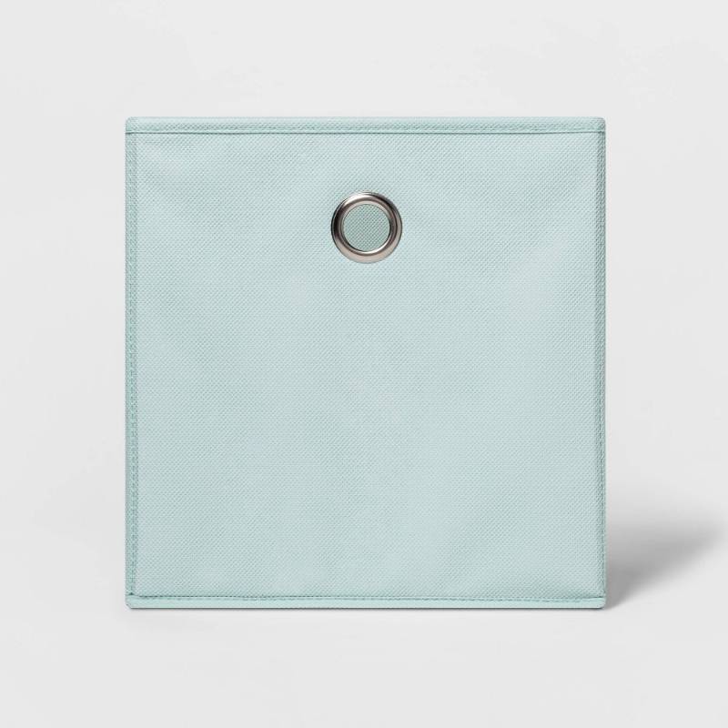 lot 2110 image: 11 Fabric Cube Storage Bin Mint - Room Essentials�� Square, Folds Flat, 11 Inch System Compatible, Decorative Set of 2