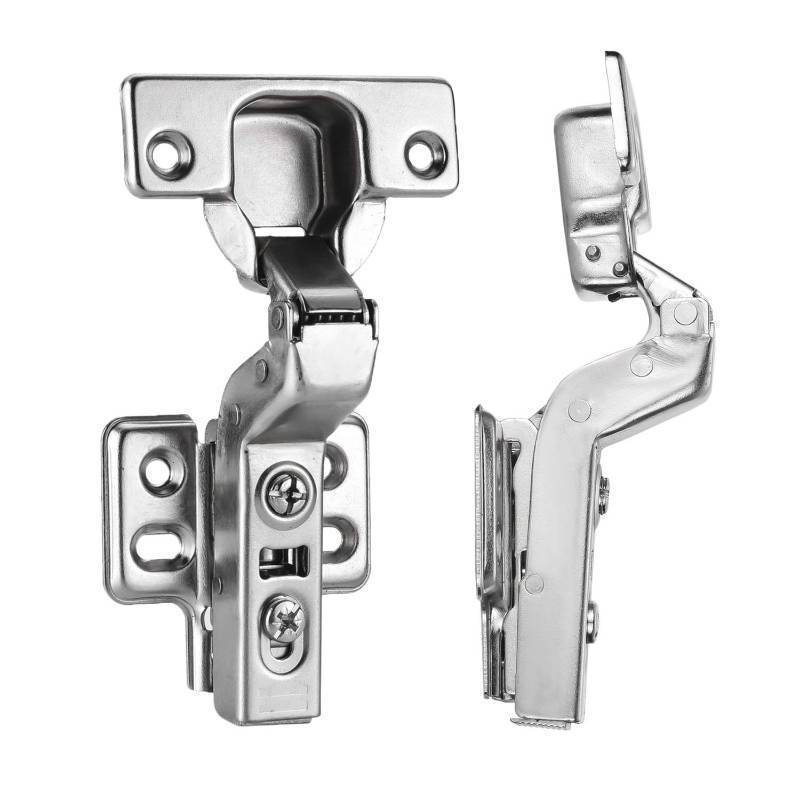 lot 2098 image: Luokim 4pcs Standard Cabinet Hinge,Fit for Frameless Cabinet,European Inset,Soft Closing,Four-Hole mounting Plate Hinges,Nickel Plated Finish