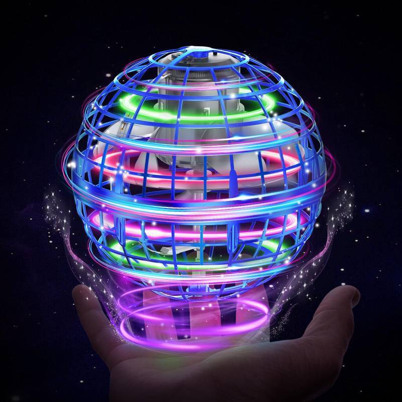 lot 2156 image: XINHOME Flying Ball Orb Toys Hover Soaring Flying Toy Globe Shape Magic Boomerang Spinner Hand Controller Mini Drone for Kids Adults Outdoor Indoor (Blue) - Retail $20