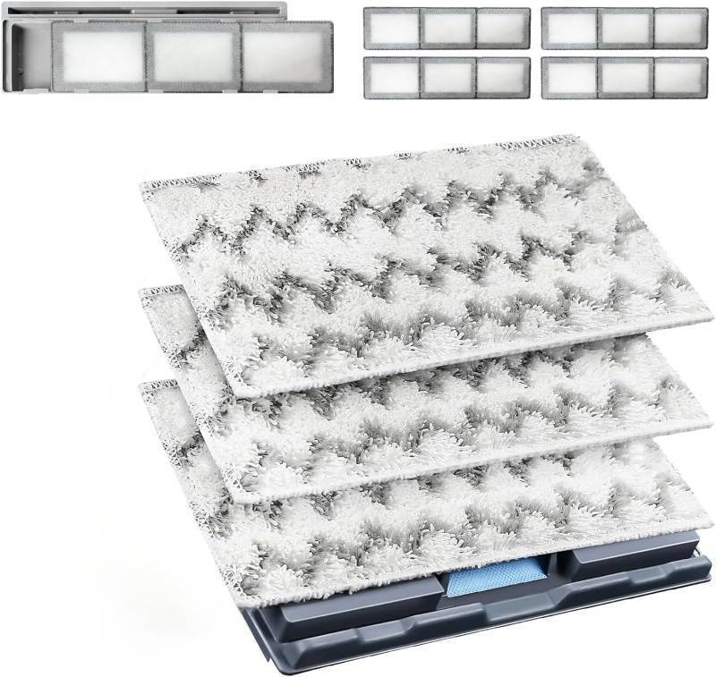 lot 2144 image: 3Pack Reusable Mop Pad Refills Compatible with Shark VACMOP VM252 VM250 VM200 VC205 VM190, Vacuum Mop Pad Refills,Vac Mop Pads Refills for Hardwood Floor with Upgraded Washable Dirt Chamber(133Pads) - Retail $20
