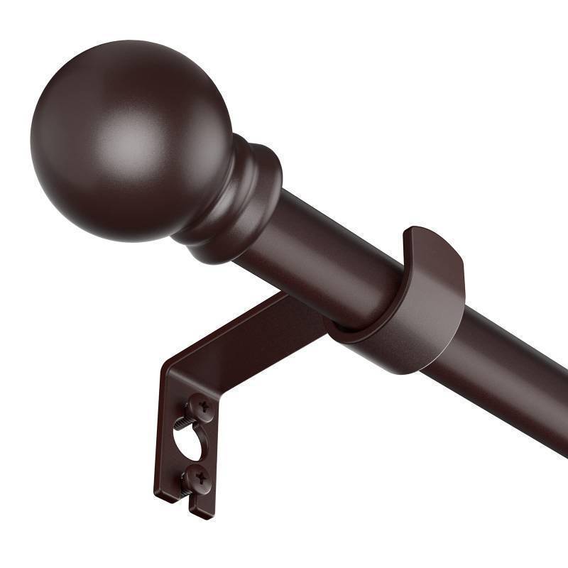 lot 2159 image: SMODBRODRE Curtain Rods for window 32 to 62, Brown 58 inch Splicing Curtain Rods, Single Window Curtain Rod Set with Brackets, Decorative Blackout Metal Curtain Rods Retail $16.24