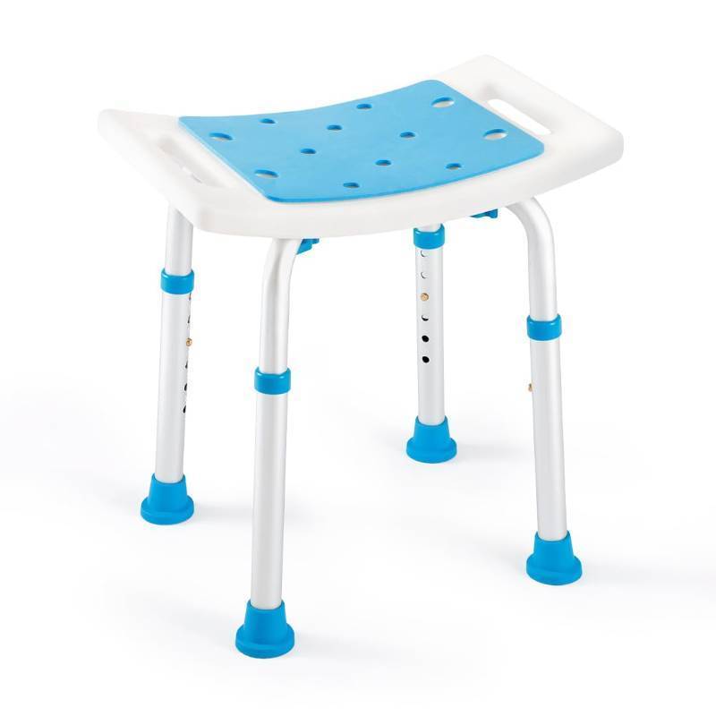 lot 2120 image: FSAHSA Eligible Shower Stool 350lbs Bath Seat Chair, Tool-Free Assembly Height Adjustable Bath Bench with Padded Seat for Seniors, Elderly, Disabled, Handicap by Health Line Massage Products - Retail $29