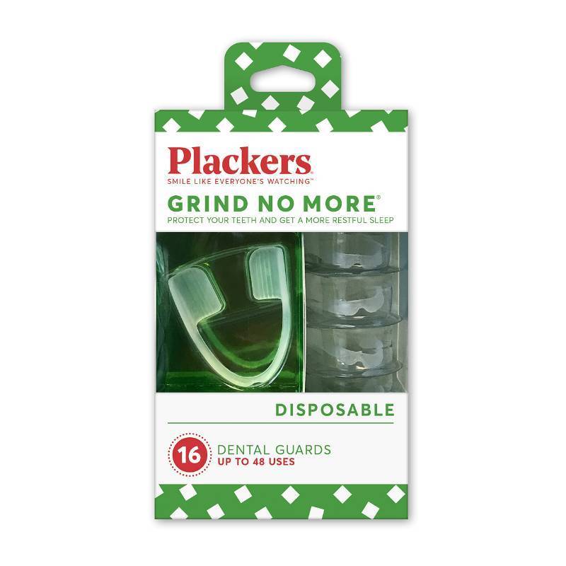 lot 2149 image: Plackers Grind No More Night Guard, Nighttime Protection for Teeth, BPA Free, Sleep Well, Ready to Wear, Disposable, One Size Fits All, 16 Count - Retail $15