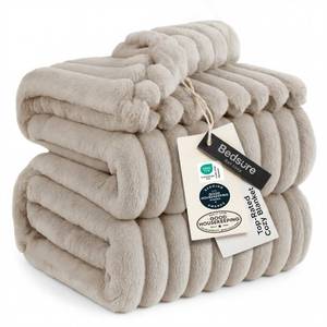 lot 418 image: Bedsure GentleSoft King Size Blanket for Bed - Cozy Soft Blankets for Women, Cute Large Fleece Throws for Girls, Beige, 108x90 Inches - Retail $35
