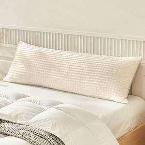 lot 423 image: WARMDERN Beige Pillow Covers Body Pillow Cover Soft Microfiber Pillow Cases Set of 1 Boho Textured Pillowcase with Envelope Closure(Beige, Body-1 20x54 Inches) - Retail $11