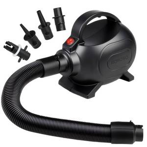 lot 425 image: Boroso Electric Air Pump for Inflatable Pool Toys, Portable High Power Quick-Fill air Mattress, Boat, Raft, InflatorDeflator with 4 Nozzles, 600W, 110-120V AC