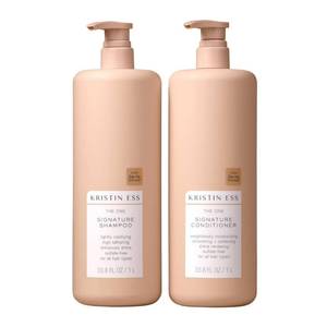 lot 430 image: Kristin Ess Signature Shampoo and Conditioner Set with Pumps  Daily Sulfate Free, Color Safe, Hydrating, Moisturizes, Adds Softness & Shine - Pear Fragrance, 33.8 fl oz each 2-pack - Retail $36