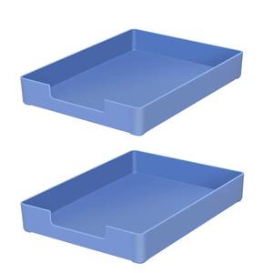 lot 451 image: RHONZHAO Letter-Size Tray, 2 PCS A4 Plastic Stackable Paper Tray, Desk Drawer Organizer for Office, School, Home Storage (2X Blue) - Retail $23