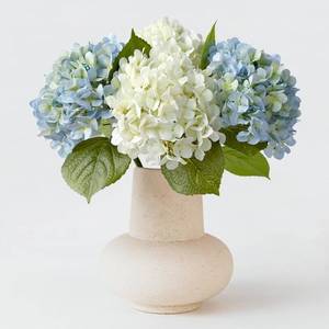 lot 470 image: ZYTUYO 2PCS White & 2PCS 20 Light Blue Hydrangea Artificial Flowers Real Touch Faux Hydrangeas with Long Stem for Spring Home Decor Baby Shower Floral Arrangement Kitchen Party Wedding Xmas Decor - Retail $29