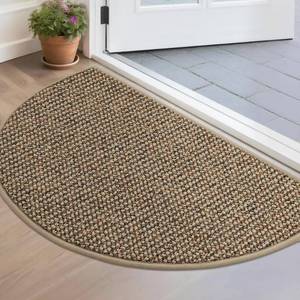 lot 474 image: BEQHAUSE Dirt Trapper Door Mat 17 x 30 Half Circle Non Slip Washable Doormats Entrance Rugs Absorbent Welcome Low Profile Floor Mats for Front Back Door and Entryway, Taupe - Retail $18