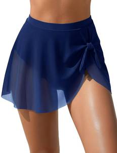 lot 488 image: Blooming Jelly Womens High Waisted Swim Skirt Tummy Control Mesh Tie Knot Bathing Suit Bottom 2026 Mini Trendy Cute Ladies Swimsuit Bikini with Skirt (Medium, Blue) - Retail $20
