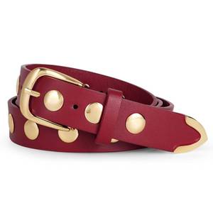 lot 495 image: WERFORU Women Fashion Leather Belt Studded Leather Belt Ladies Belts for Jeans Dress Punk Belt,(Wine Red,25-30 Waist Adjustable) - Retail $10