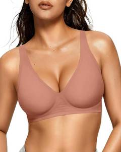 lot 500 image: OEAK Womens Deep V Bras Wireless Comfortable Bra Supportive No Underwire Bras Tshirt Push Up Bralettes Plunge Seamless Bra Dusty M - Retail $25