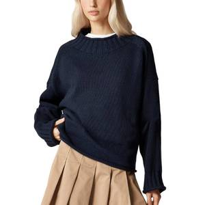 lot 518 image: Womens Oversized Roll Neck Sweater Long Sleeve Chunky Knit Pullover Cozy Fall Winter Tops Casual Loose Knitwear(Navy,S) - Retail $37