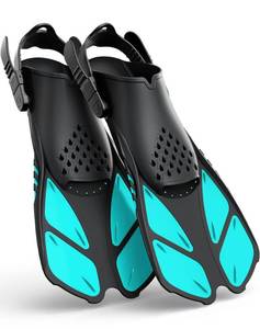 lot 519 image: Greatever Snorkel Fins Adjustable Buckles Open Heel Swim Flippers Travel Size Short Swim Fins for Snorkeling Diving Swimming Adult Men Womens - Retail $28