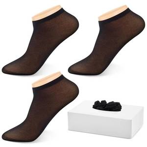 lot 523 image: Mepase 200 Pieces 100 Pairs Disposable Nylon Socks Foot Socks Bulk Ankle Slip on Stocking for Women Guest Men Unisex (Black) - Retail $17