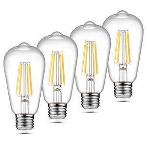 lot 555 image: Ascher Vintage LED Edison Bulbs, 6W, Equivalent 60W, Non-Dimmable, High Brightness Warm White 2700K, ST58 Antique LED Filament Bulbs with 80 CRI, E26 Medium Base, Clear Glass, Pack of 4 - Retail $18