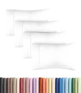 lot 560 image: King Pillow Cases - 4 Pack - Super Soft Pillowcase Covers - Envelope Enclosure - Hotel Quality Pillow Protectors - Wrinkle Free, Fade, Shrink & Stain Resistant - Machine Washable - 20 x 40 (White) - Retail $19