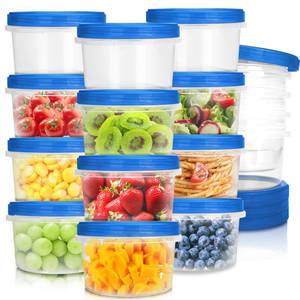 lot 568 image: Missing Three Lids Freezer Containers with Twist Top Lids, Heavy Duty Round Airtight Food Storage Container for Fruit,Deli,Leftovers,Soup,Overnight Oats, BPA Free Stackable Freezer Storage Containers 16 Pack-16 oz - Retail $28
