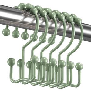 lot 571 image: Titanker Shower Curtain Hooks Rings, Rust-Resistant Metal Double Glide Shower Hooks for Bathroom Shower Rods Curtains, Set of 12 Hooks - Sage Green - Retail $12