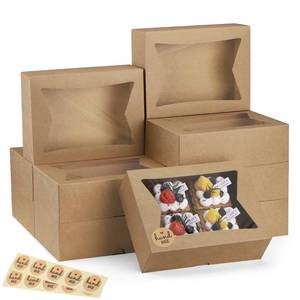 lot 576 image: Eupako Cookie Boxes with Window 8x6x2.5 Inhces, 24pcs Auto-Popup Brown Treat Boxes for Bakery, Donuts, Candy, Pastry,Cupcakes, Biscuits, Chocolate Strawberries - Retail $16