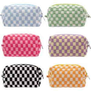 lot 578 image: PAZIMIIK Checkered Makeup Bag for Purse Portable Zipper Make Up Pouch Small Cosmetic Case for Travel Accessories (6PCS Colorful) - Retail $20