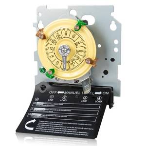lot 582 image: T104M Mechanical Timer Switch Mechanism Only, 208-277V VAC DPST 5HP 40A,24-Hour,12 ONOff Cycles.Heavy Duty Timer for Lights,Fans,HVAC,Heavy-Duty Mechanical Time Switches. - Retail $60
