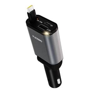 lot 607 image: Flexino ��Ultra-Slim�� Retractable Car Charger for iPhone 17, Fast Charging Car Chargers, USB C Car Charger, Cigarette Lighter Adapter for iPhone 171615141312 Series, Galaxy, Dark Gray, 1 Pack - Retail $10
