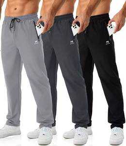 lot 616 image: Minorlee Mens Joggers with Zipper Pockets Open Bottom Sweatpants for Men 3 Pack Lightweight Track Pants Men for Workout,Gym Large - Retail $30