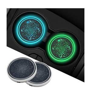 lot 633 image: JNXIJ 2PCS LED Car Cup Holder Lights, 7 Colors Luminescent Car Coasters USB Charging Mat with Light & Vibration Sensor, Waterproof Cup Pad Atmosphere Lamp Decor for Sedan Truck SUV - Retail $12