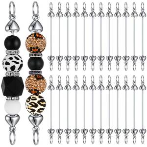 lot 635 image: Tondiamo 24 Pcs Beadable Keychain Bars Bulk Blank DIY Metal Heart Beaded Keychain Detachable Key Chain Accessories for Craft(Heart) - Retail $10
