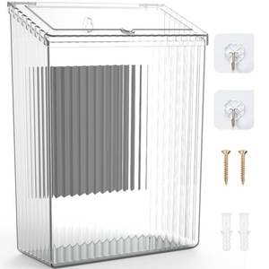 lot 643 image: Sealegend Magnetic Slim Trash Can Wastebasket with Lid, Lint Bin, Storage Bins Perfect for Kitchen, Fridge, Cabinet, Bathroom, Laundry Room Organization, Clear - Retail $16