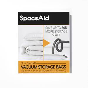 lot 660 image: SpaceAid Vacuum Storage Bags, Space Saver Sealer Compression Bags for Comforters, Blankets, Pillows, Bedding, Clothes (Small 3 Pack) - Retail $9